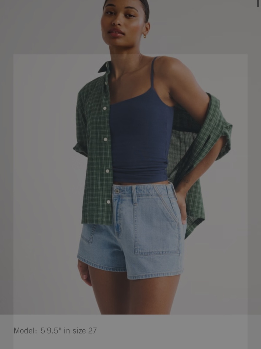 Abercrombie & Fitch Linen Blend High Waist Jean Shorts - Picture 3 of 7